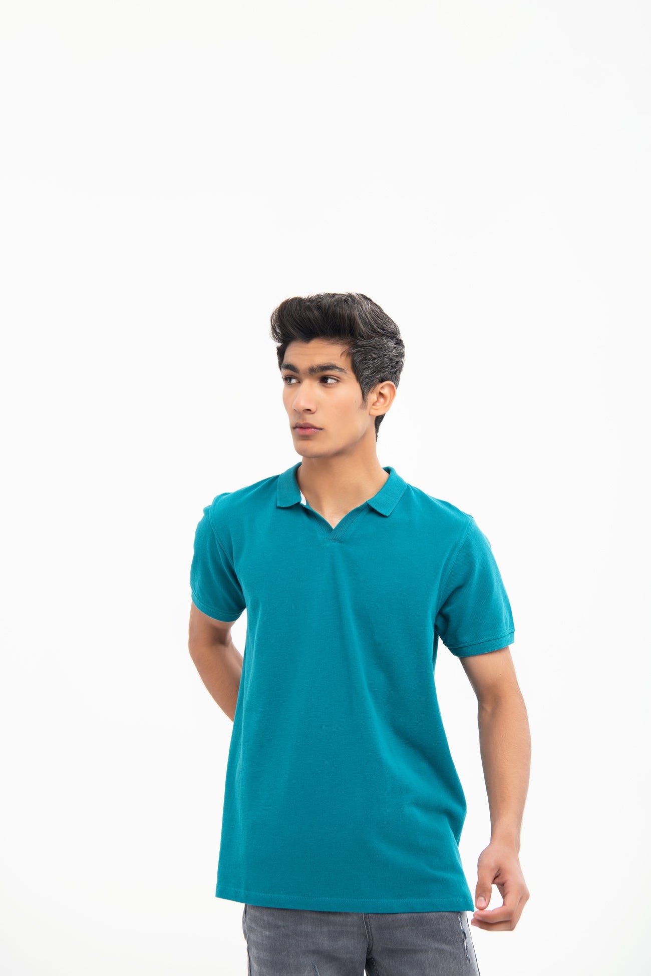 BTW - V NECK REGULAR FIT COTTON POLO SHIRT