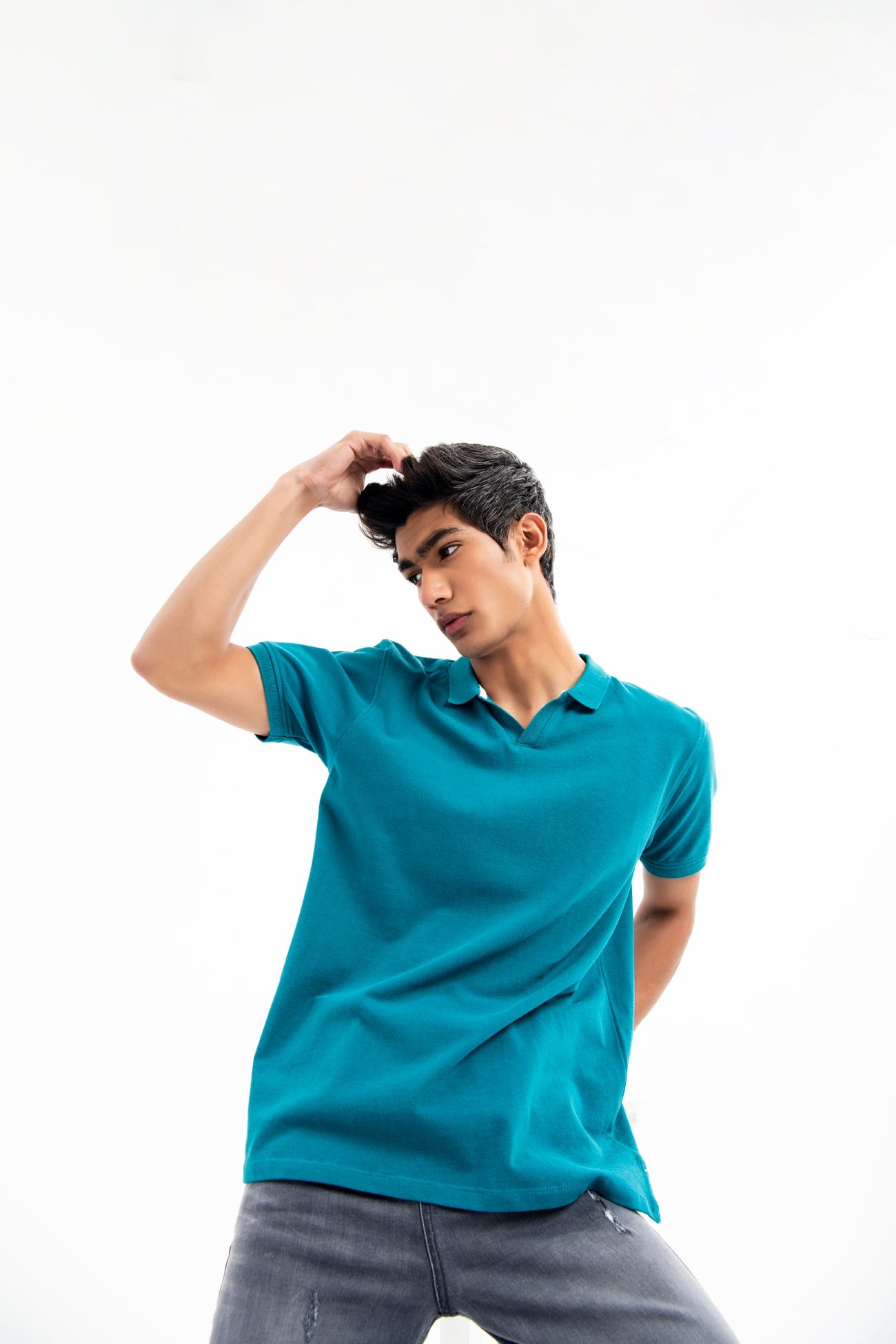 BTW - V NECK REGULAR FIT COTTON POLO SHIRT