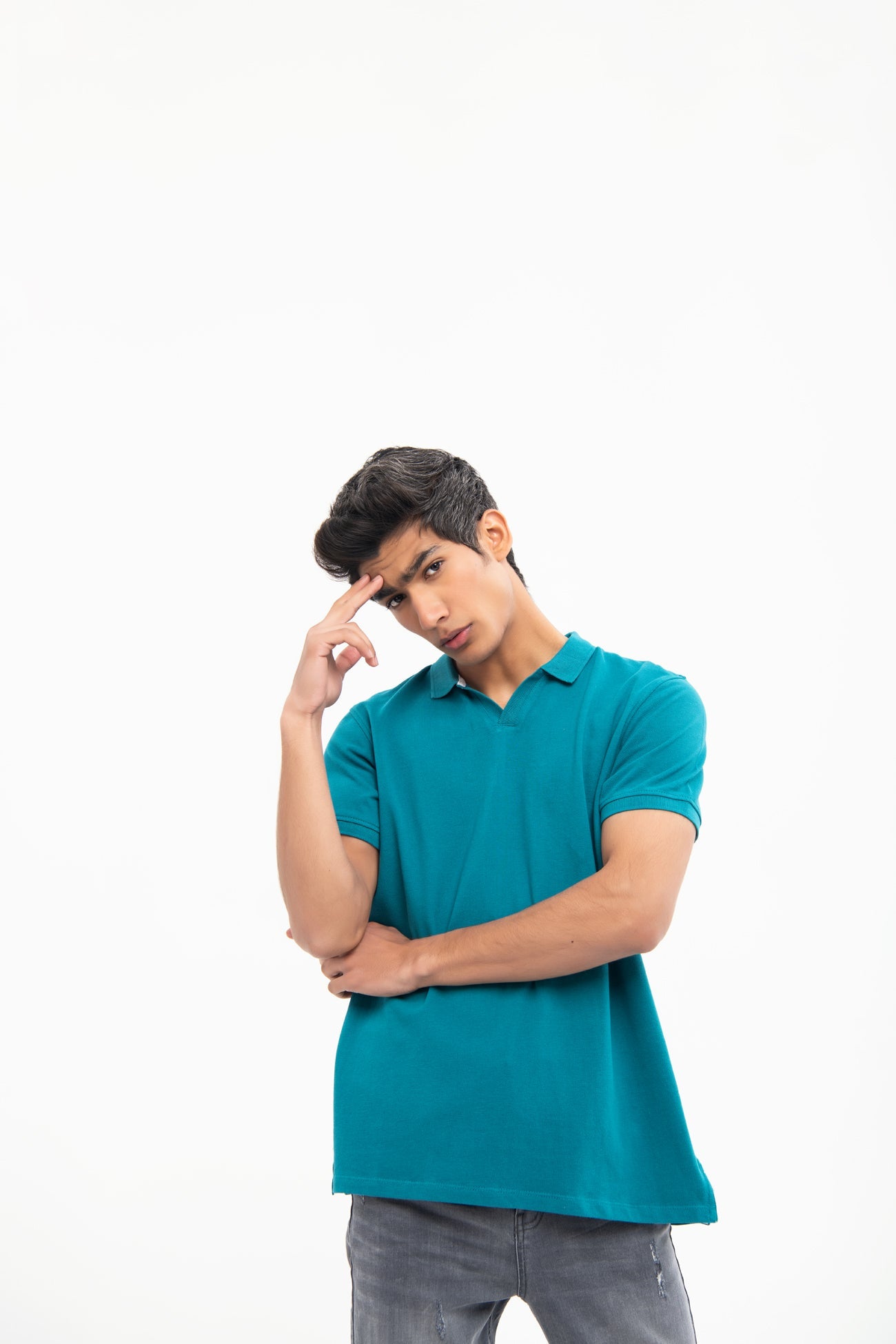 BTW - V NECK REGULAR FIT COTTON POLO SHIRT