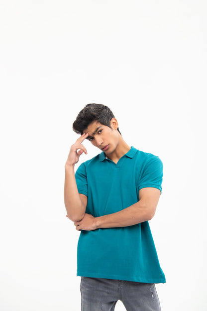 BTW - V NECK REGULAR FIT COTTON POLO SHIRT