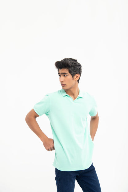 BTW - V NECK REGULAR FIT COTTON POLO SHIRT