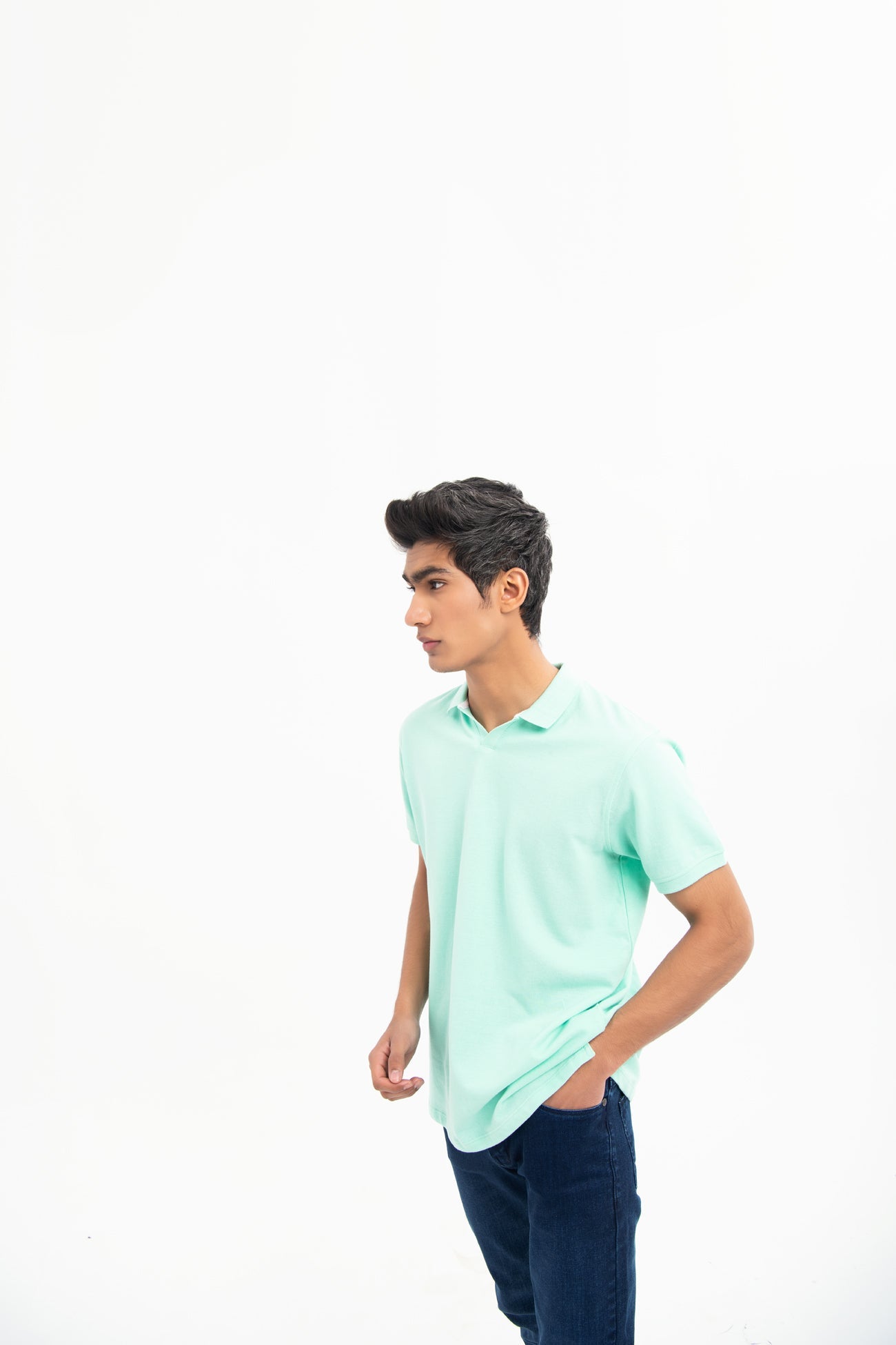 BTW - V NECK REGULAR FIT COTTON POLO SHIRT