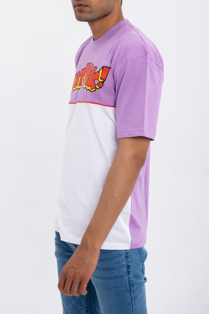 BTW - OVERSIZE COLOR BLOCK PRINTED T-SHIRT