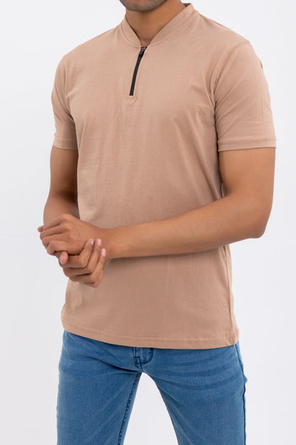 BTW - HALF ZIP COTTON T-SHIRT