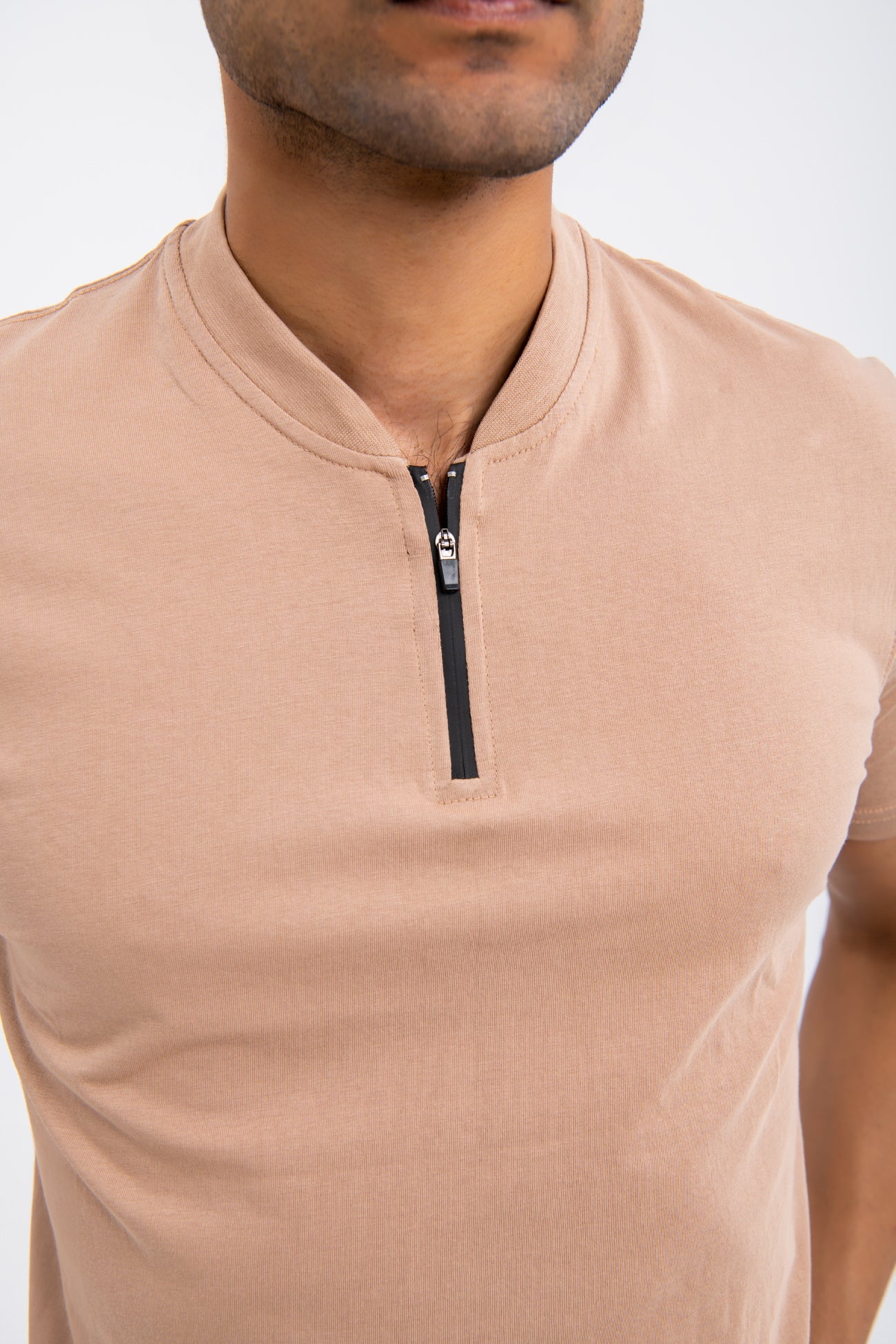 BTW - HALF ZIP COTTON T-SHIRT