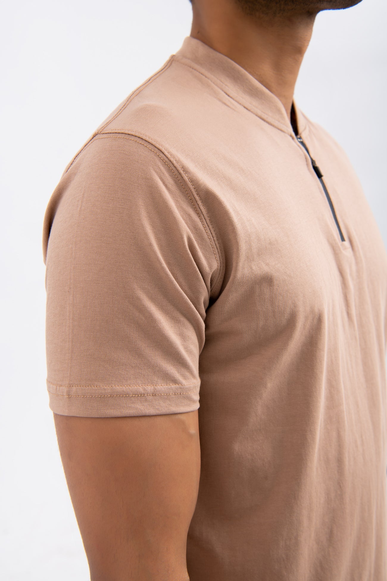 BTW - HALF ZIP COTTON T-SHIRT