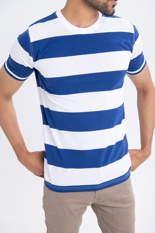 BTW - COLOR BLOCK YARN DYED T-SHIRT