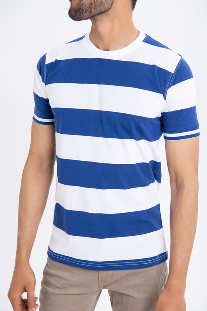 BTW - COLOR BLOCK YARN DYED T-SHIRT