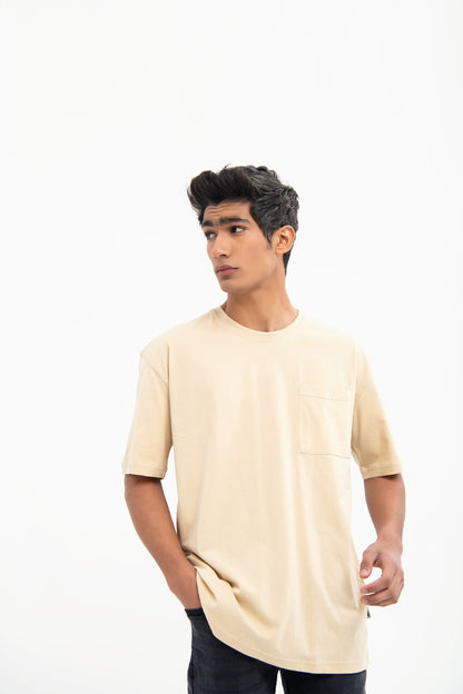BTW - DROP SHOULDER T-SHIRT WITH PATCH POCKET