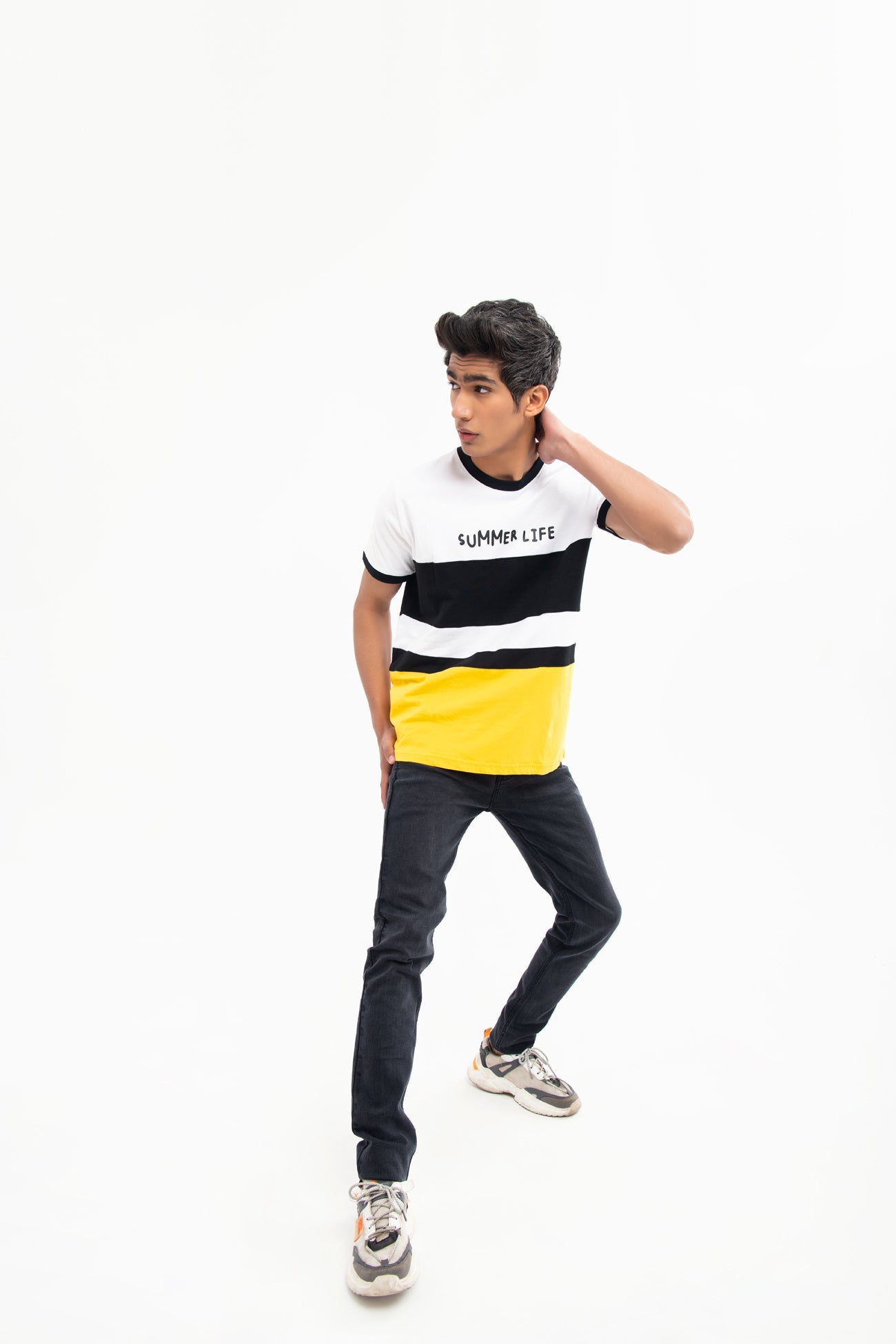 BTW - COLOR BLOCK PRINTED T-SHIRT