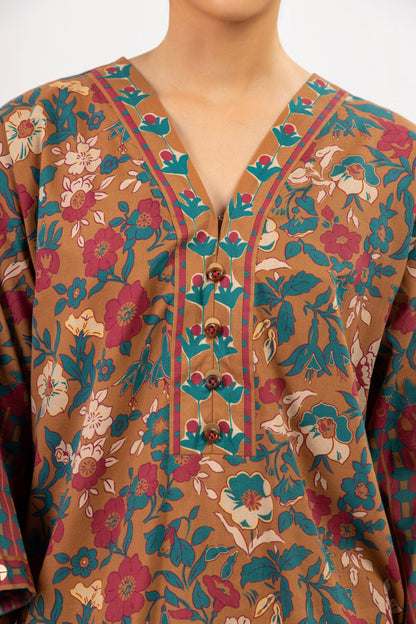 3 Pc Printed Cambric Suit With Chiffon Dupatta