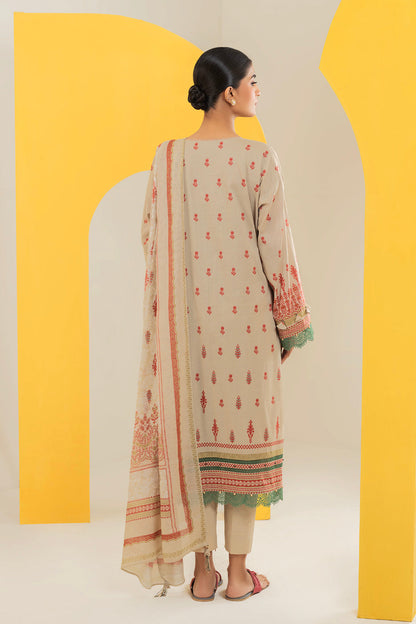 3 Pc Embroidered Cambric Suit With Net Dupatta