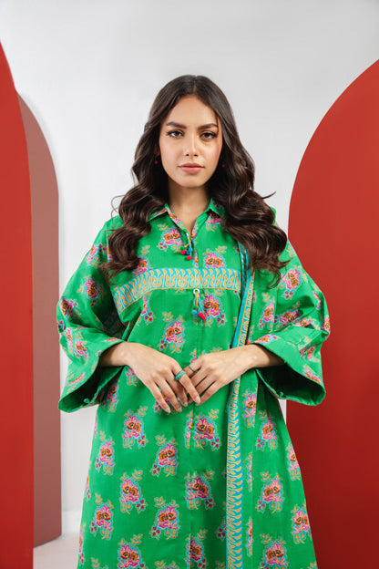 3 Pc Printed Cambric Suit With Doria Dupatta