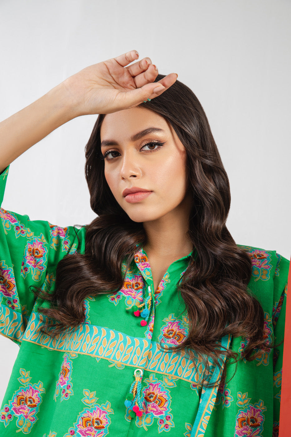 3 Pc Printed Cambric Suit With Doria Dupatta