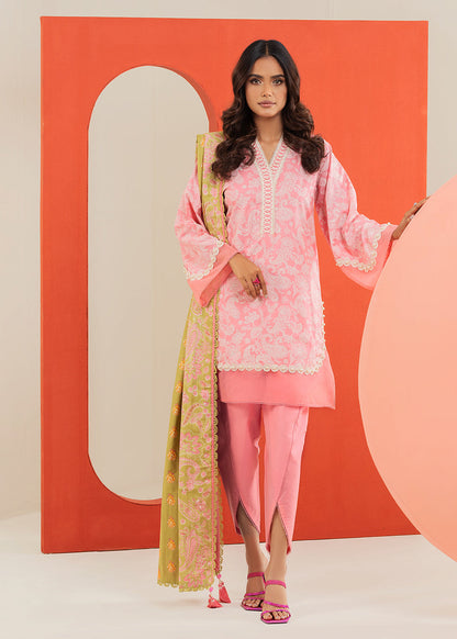 2 Pc Printed Cambric Suit With Broshia Dupatta