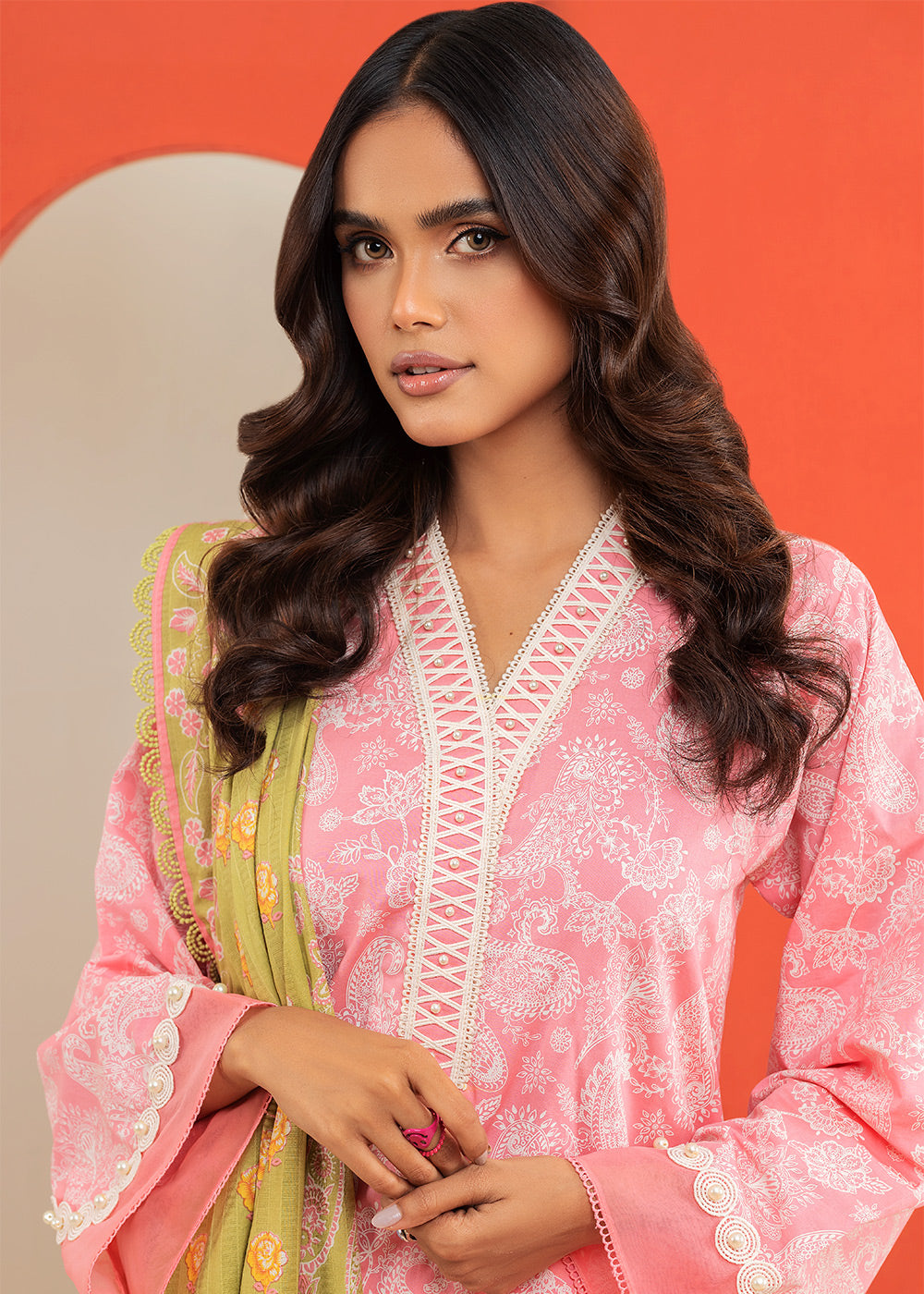 2 Pc Printed Cambric Suit With Broshia Dupatta