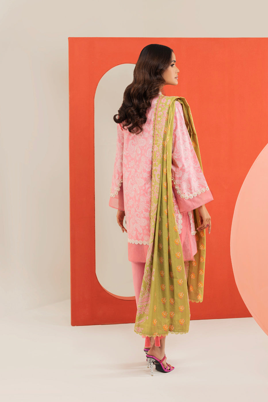2 Pc Printed Cambric Suit With Broshia Dupatta