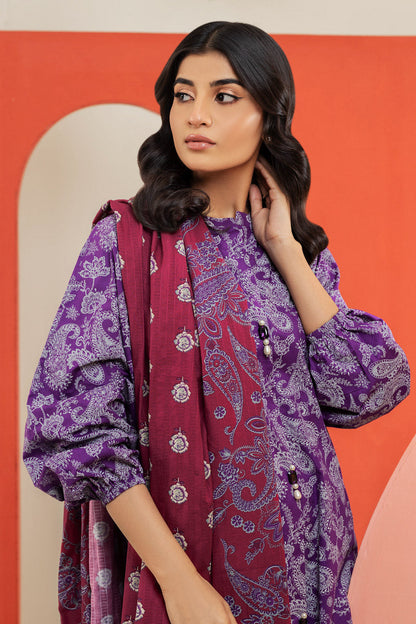 2 Pc Printed Cambric Suit With Broshia Dupatta