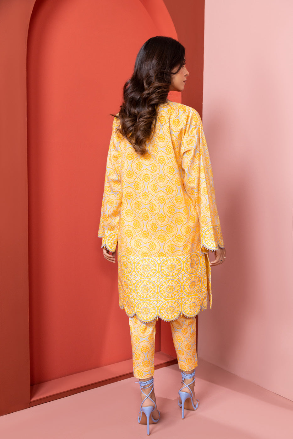 2 Pc Printed Cambric Suit With Cambric Trouser