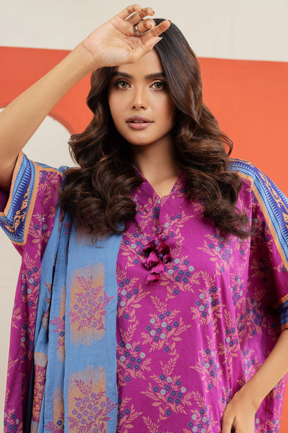 3 Pc Embroidered Cambric Suit With Jacquard Dupatta
