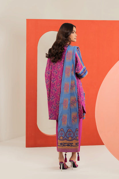 3 Pc Embroidered Cambric Suit With Jacquard Dupatta