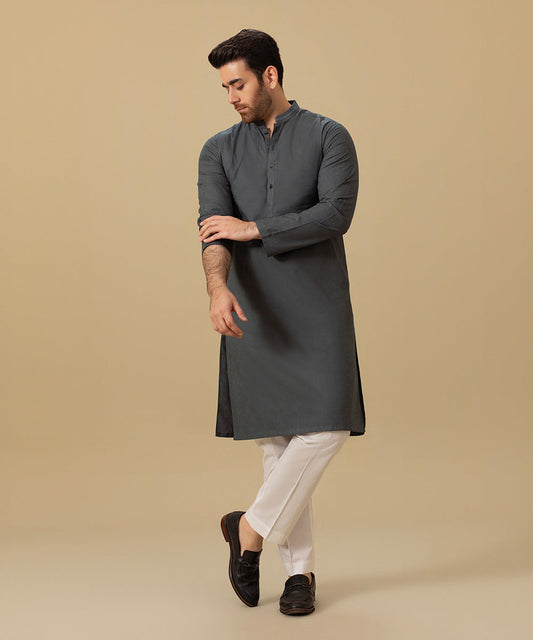 Sapphire - Embroidered Cotton Jacquard Kurta