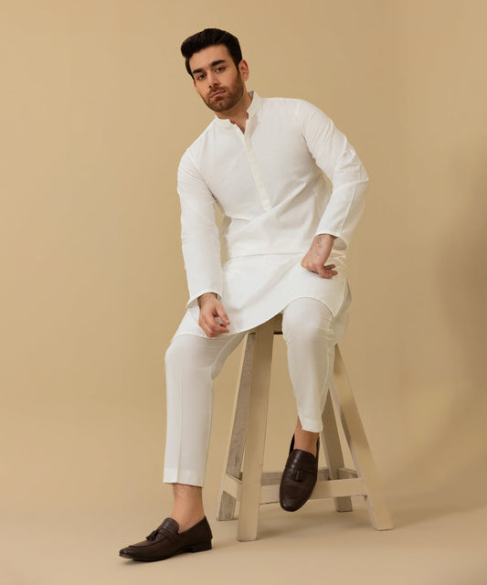 Sapphire - Embroidered Cotton Jacquard Kurta