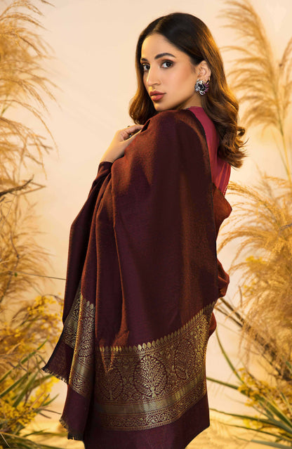 Seran - Maroon Gold - Shawl