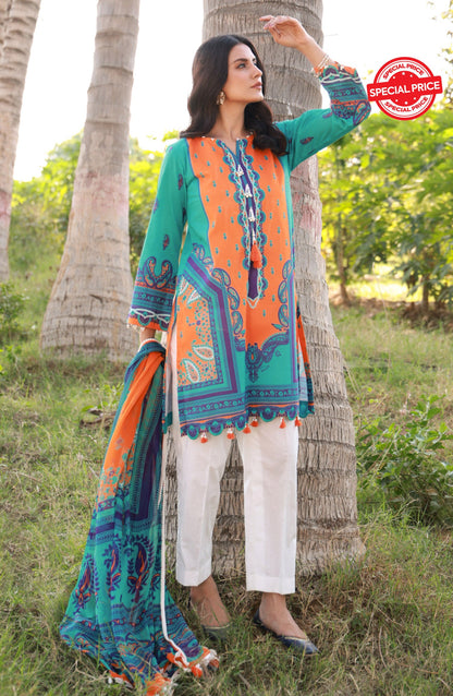 Orient - Unstitched 2 Piece Printed Lawn Shirt and Chiffon Dupatta