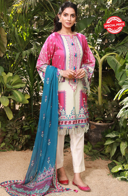 Orient - Unstitched 2 Piece Printed Lawn Shirt and Chiffon Dupatta