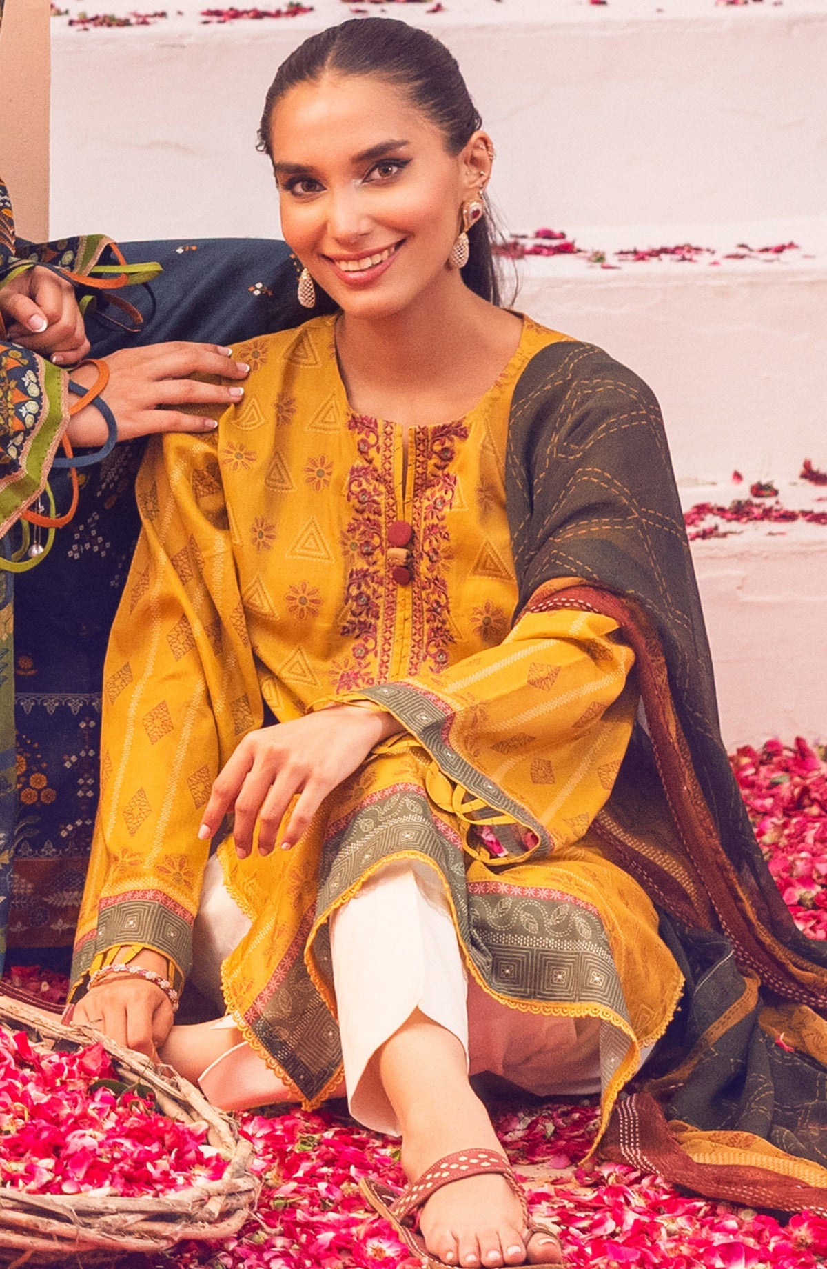 Orient - Unstitched 2 Piece Embroidered Lawn Shirt and Chiffon Dupatta