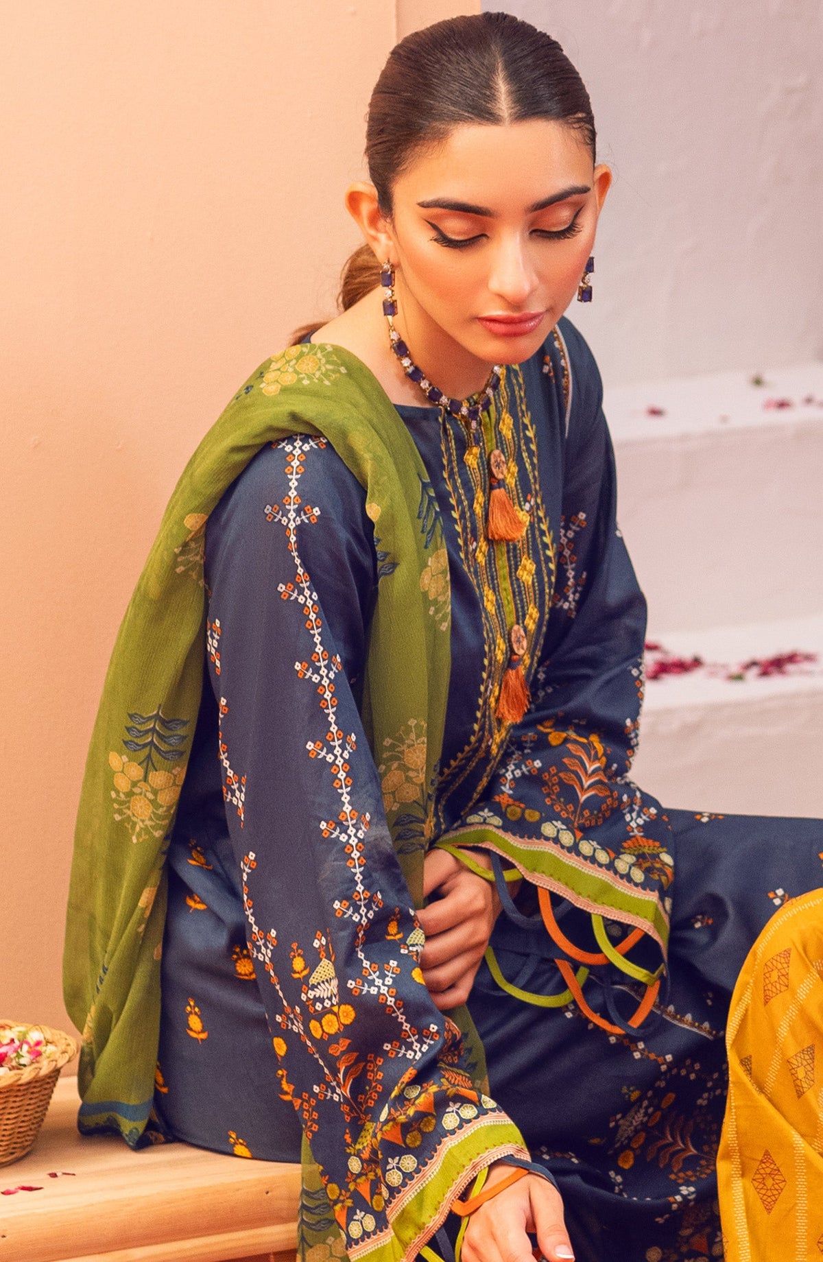 Orient - Unstitched 2 Piece Embroidered Lawn Shirt and Chiffon Dupatta