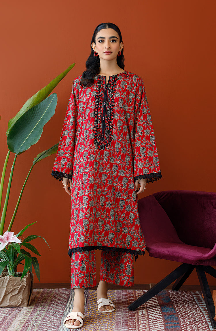 Orient - Unstitched 2 Piece Embroidered Khaddar Shirt and Khaddar Pant