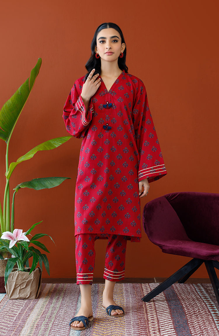 Orient - Unstitched 2 Piece Printed Cotton Slub Shirt and Cotton Pant