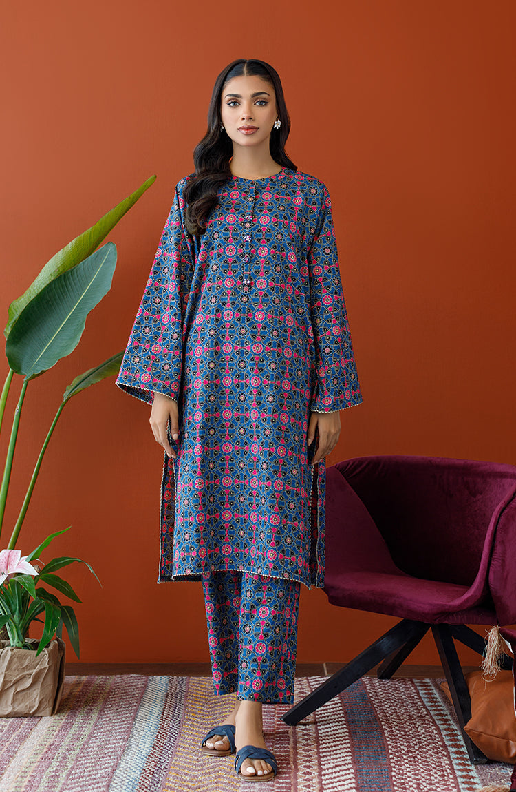 Orient - Stitched 2 Piece Printed Cotton Slub Shirt and Cotton Pant