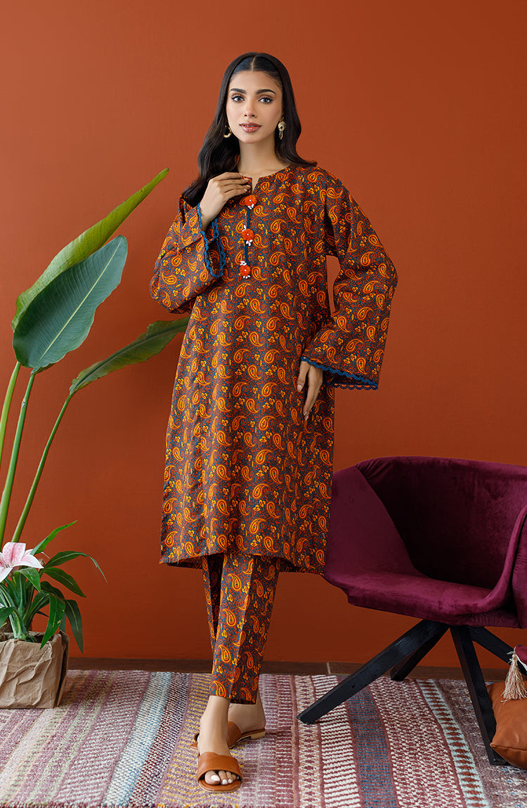 Orient - Unstitched 2 Piece Printed Khaddar Shirt and Khaddar Pant
