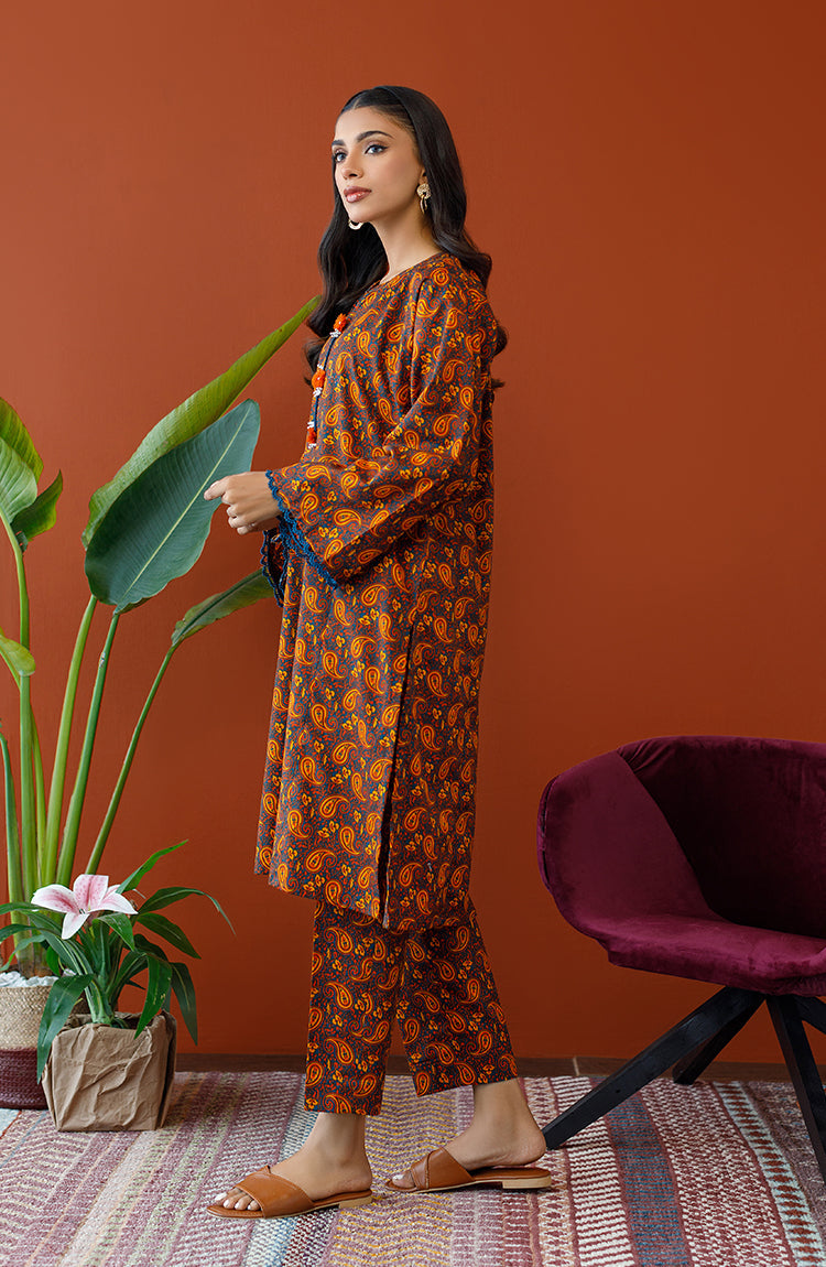 Orient - Stitched 2 Piece Printed Khaddar Shirt and Khaddar Pant