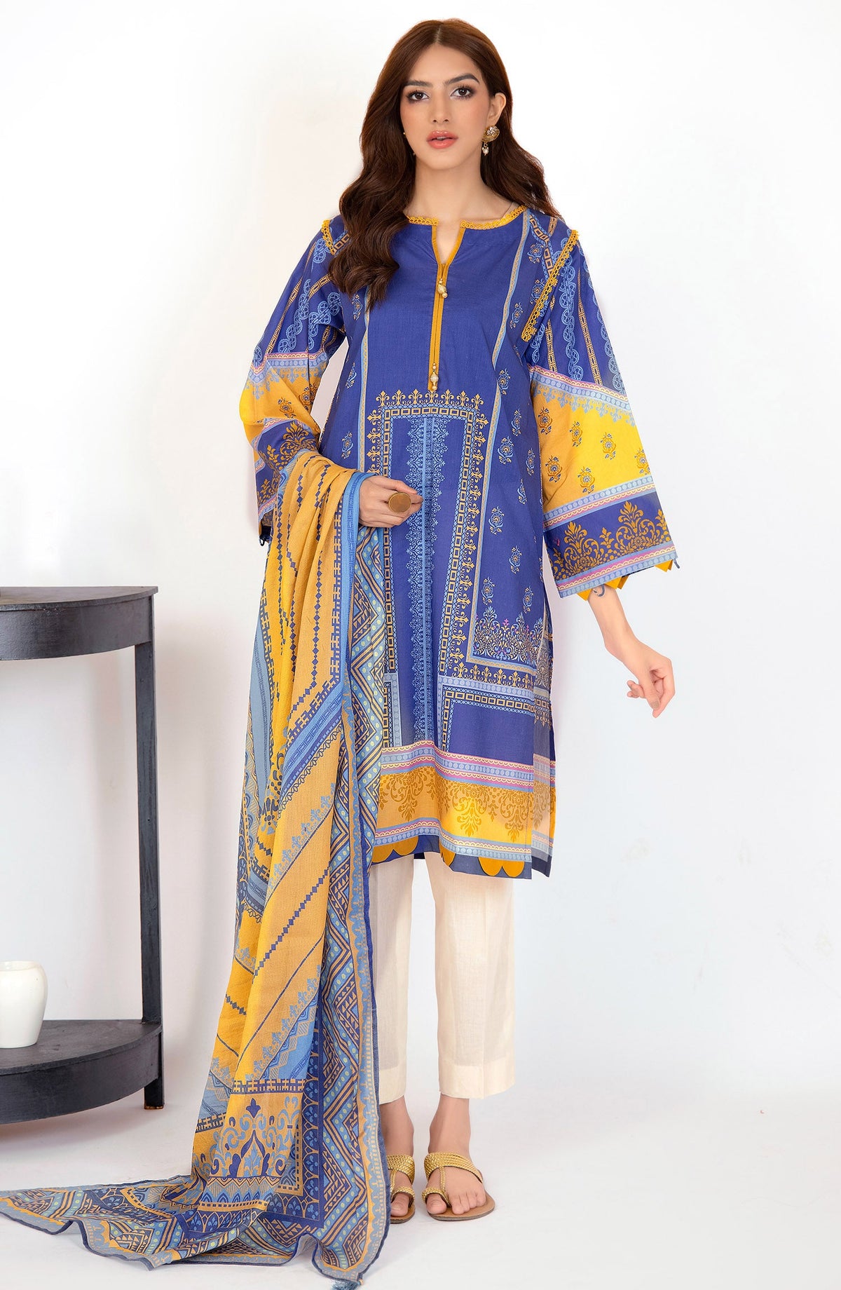 Orient - Unstitched 2 Piece Printed Lawn Shirt and Dobby Net Dupatta
