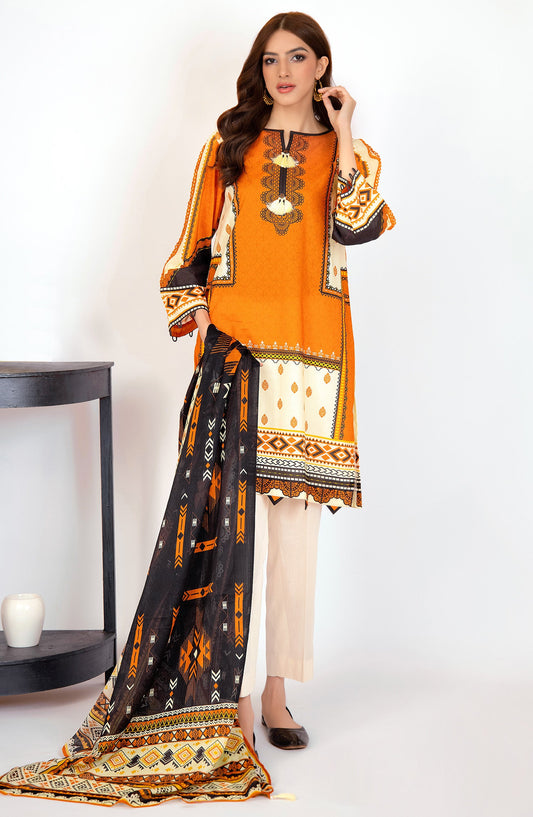 Orient - Unstitched 2 Piece Printed Lawn Shirt and Dobby Net Dupatta