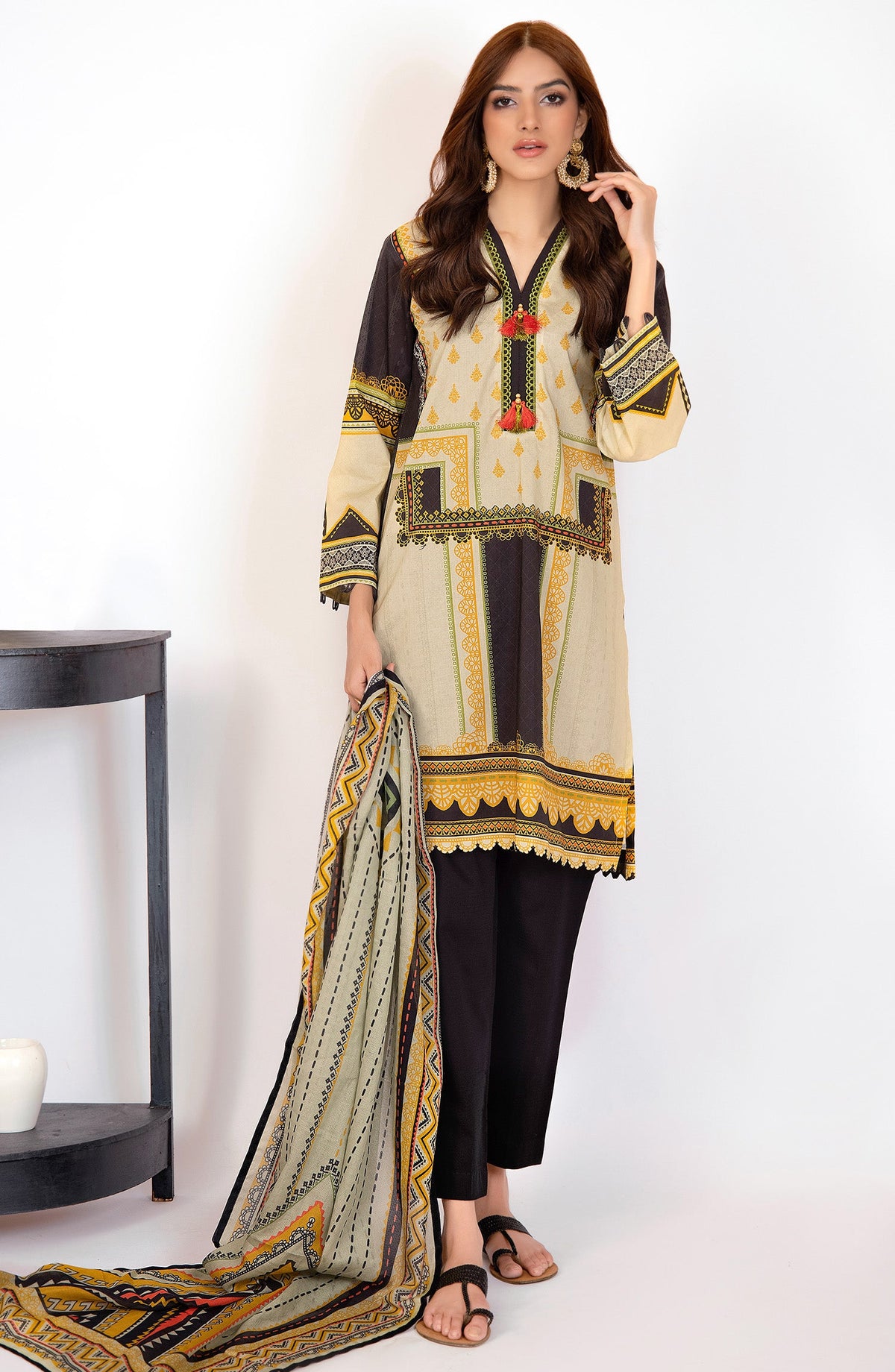Orient - Unstitched 2 Piece Printed Lawn Shirt and Dobby Net Dupatta
