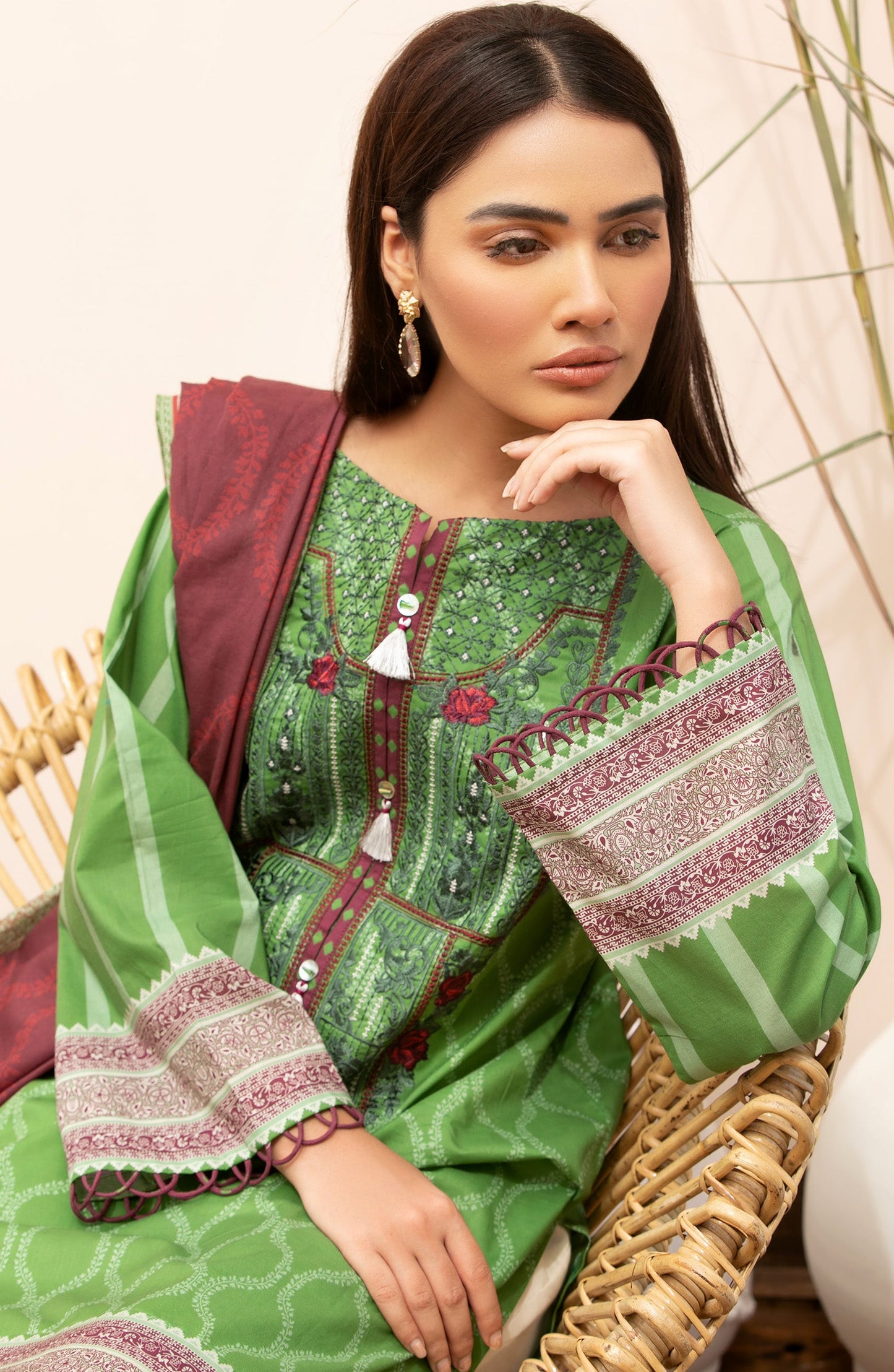 Orient - Unstitched 2 Piece Embroidered Lawn Shirt Dupatta