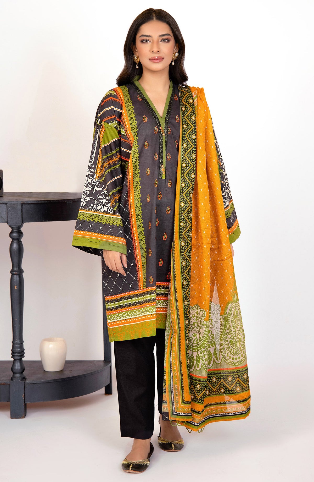 Orient - Unstitched 2 Piece Printed Lawn Shirt and Dobby Net Dupatta