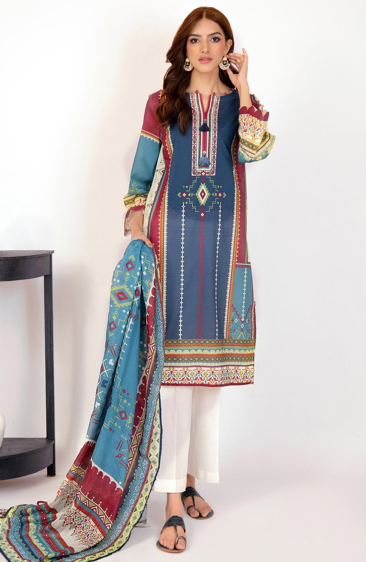 Orient - Unstitched 2 Piece Printed Lawn Shirt and Dobby Net Dupatta