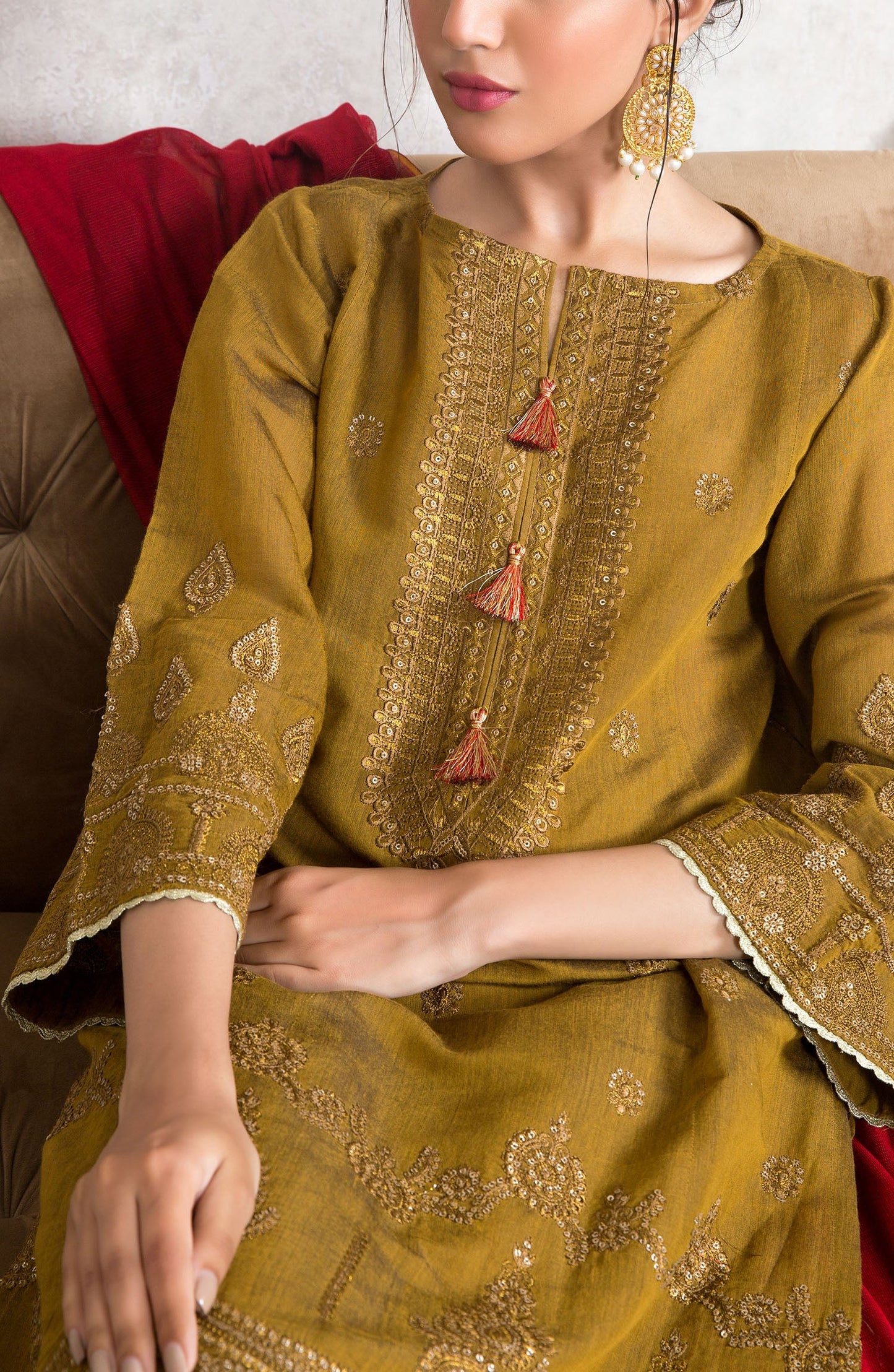 Orient - Stitched 3 Piece Embroidered Yarn Dyed Powerloom Suit