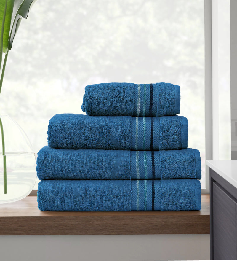 Channel Border Towel - Blue