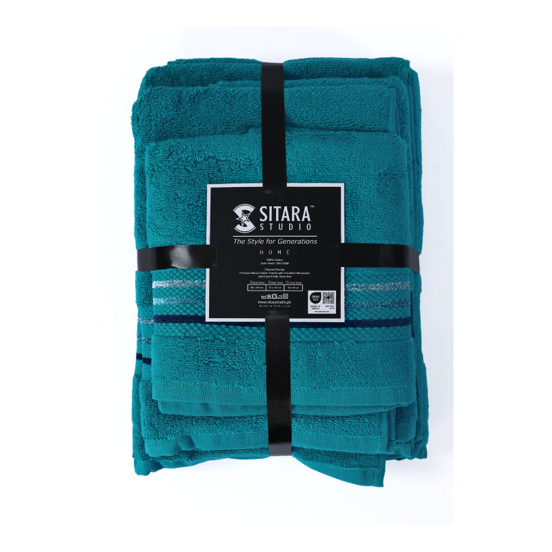 Channel Border Towel - Green