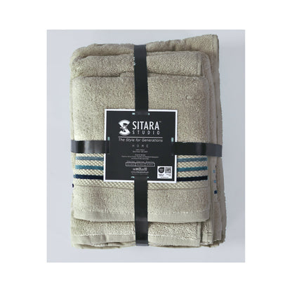 Channel Border Towel - Grey