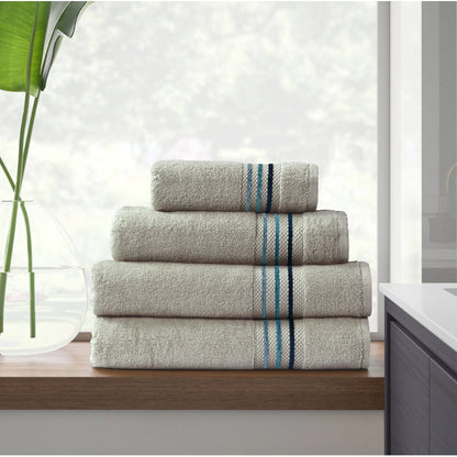 Channel Border Towel - Grey