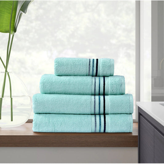 Channel Border Towel - Mint