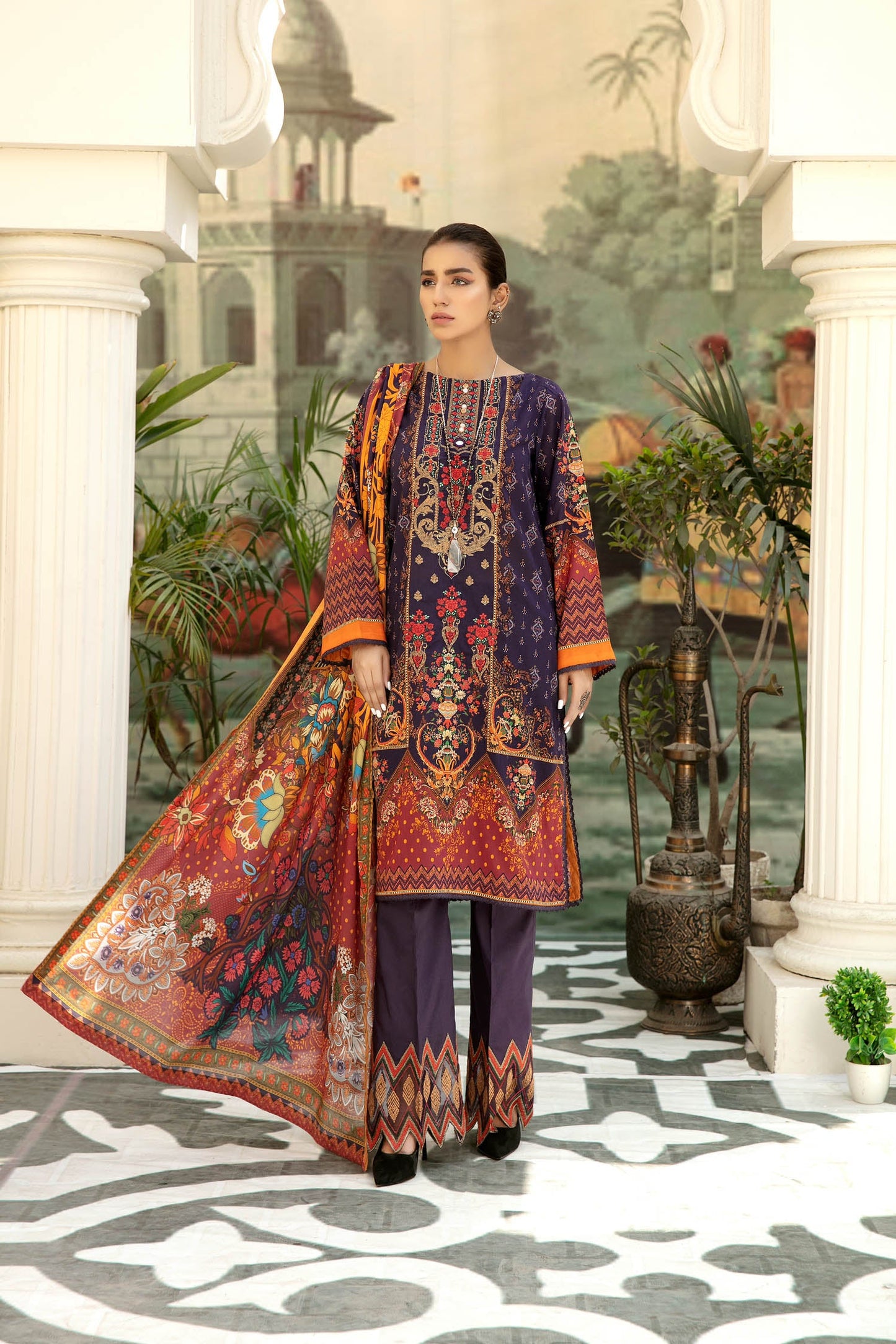 Adan's Libas - Ethnic Charm - Digital Printed & Embroidered Lawn 3PC